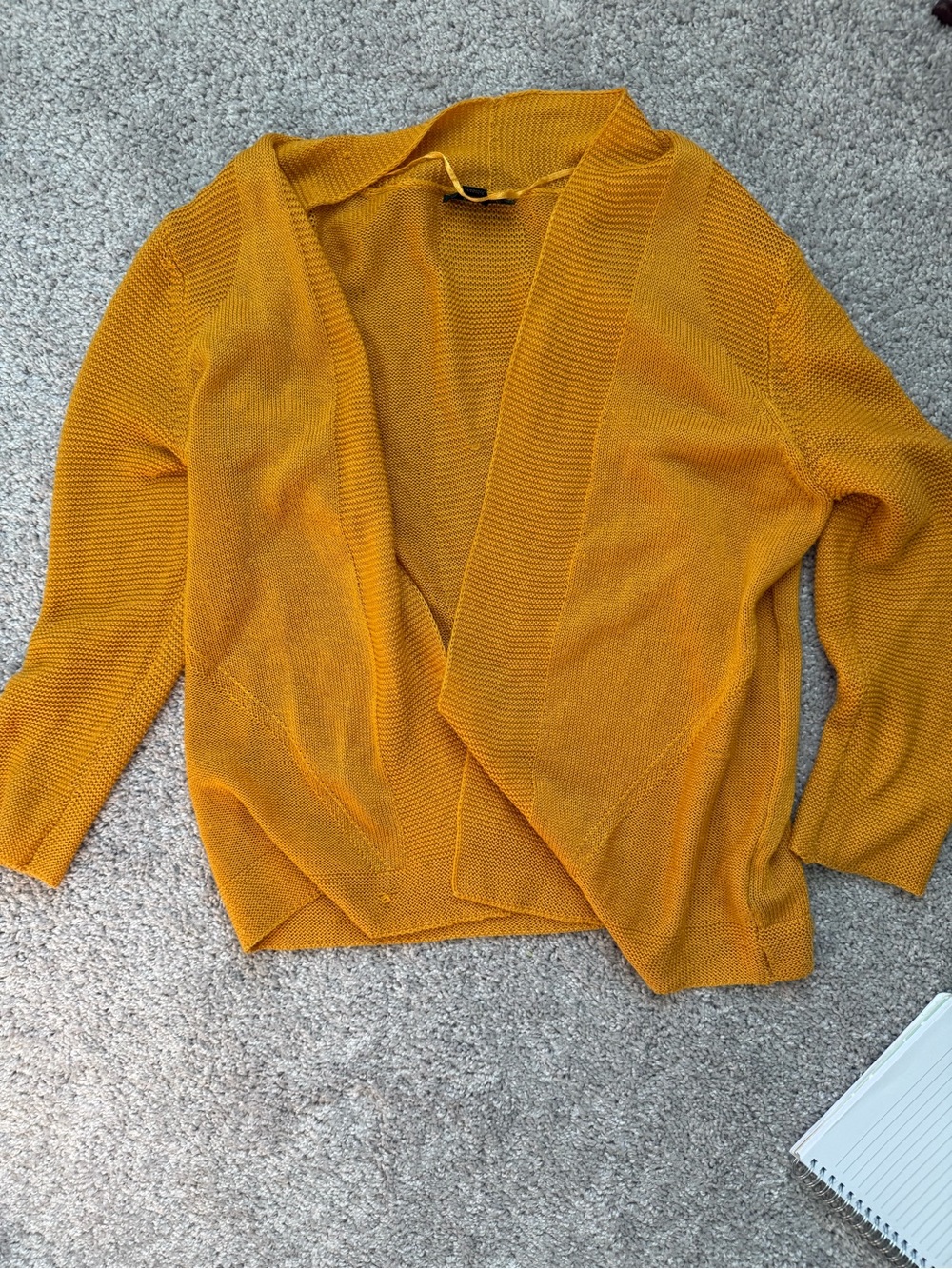 Worthington Open-Front Mustard Yellow Cardigan Sweater - Women